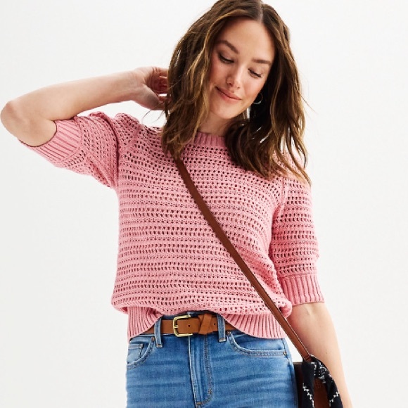Sonoma Sweaters - Sonoma Women’s Crochet Knit Short Sleeve Sweater